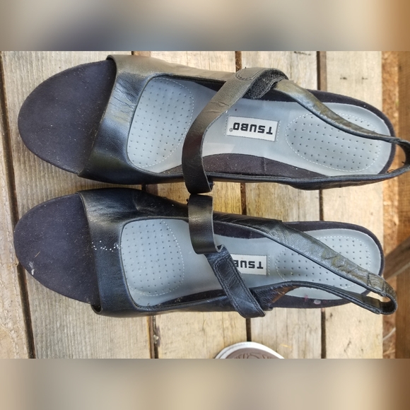 Size 10 High Heel Sandle Shoes Black Tsubo & White Clark's Artisan Collection - Picture 5 of 15